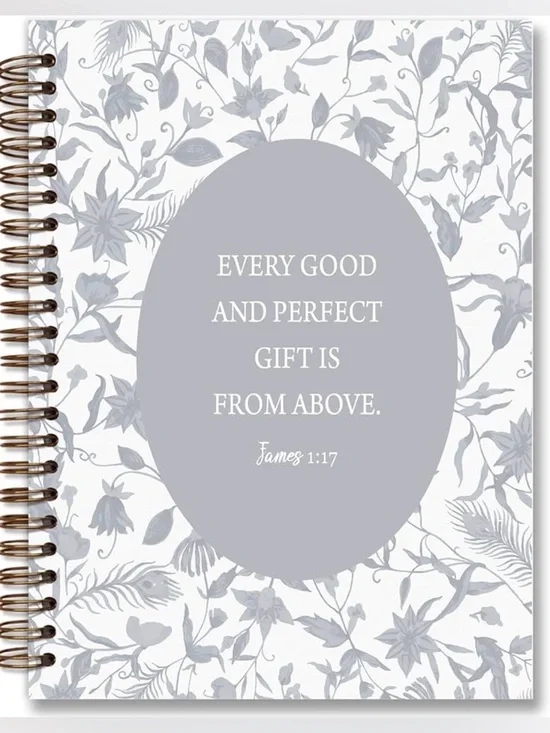 NWT Gray Floral Spiral Journal Notebook - With Inspirational Quote - Picture 3 of 5